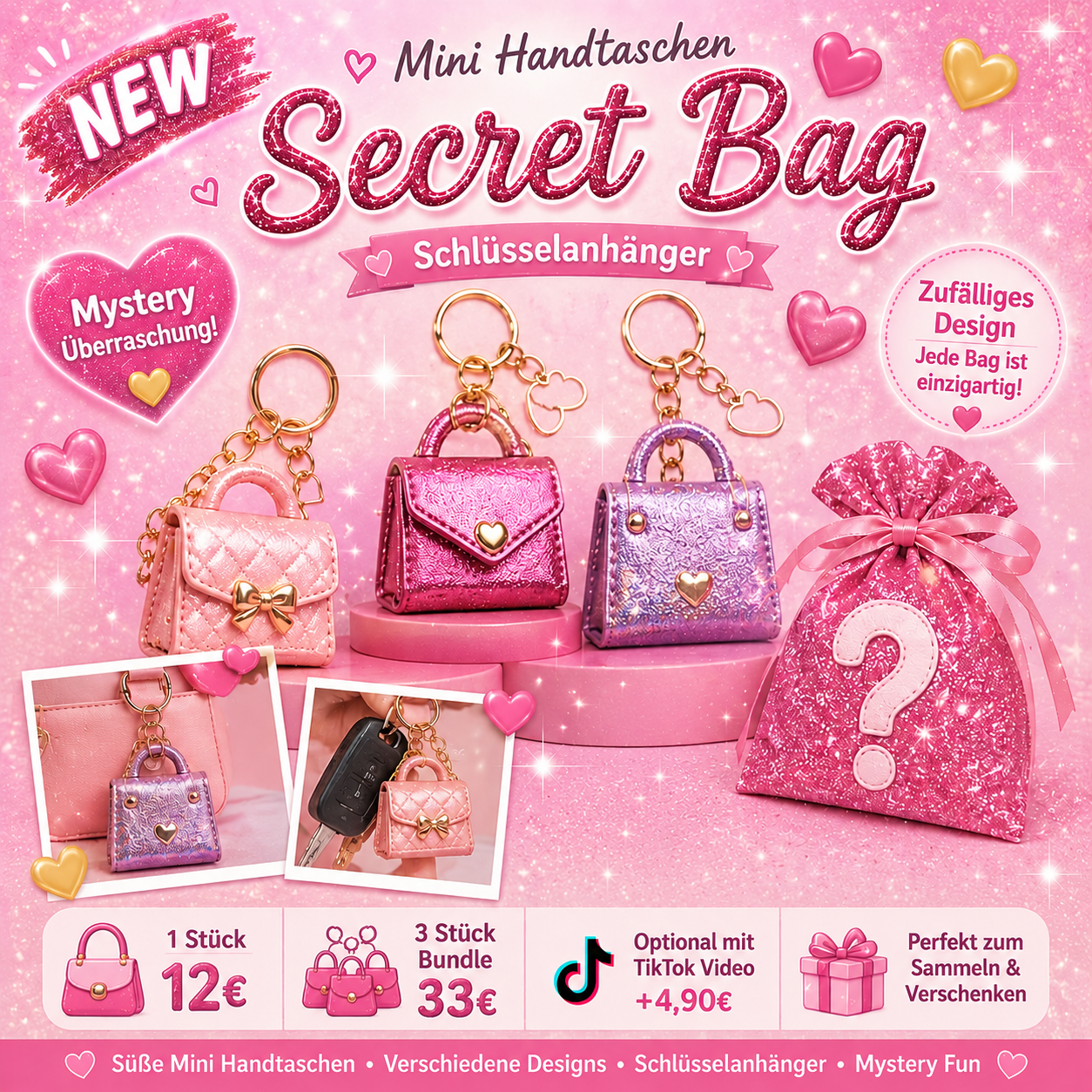 👜 Secret Bag – Mini Handtaschen Schlüsselanhänger